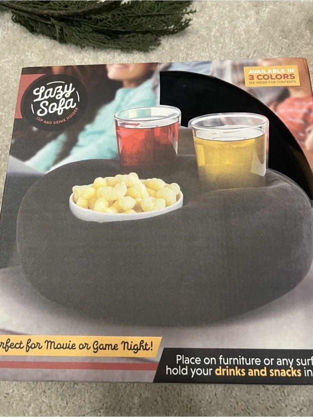 Dark Gray Snack & Drink Caddy Pillow